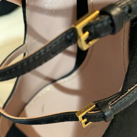 Gucci Size 8 Suede Black Strappy Heels 4 inch - Picture 3 of 9